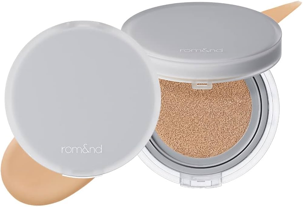 Nu Zero Cushion Foundation in shade 05 Sand 25 product image. K-beauty cushion foundation suited for medium-tan skin tones wanting a breathable, natural base. Genuine rom&nd foundation available at Sejou Lebanon