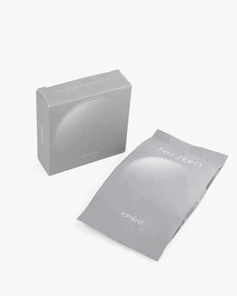 Romand Nu Zero Cushion Foundation refill product image. Authentic K-beauty lightweight cushion base with natural long-lasting coverage available at Sejou Lebanon.